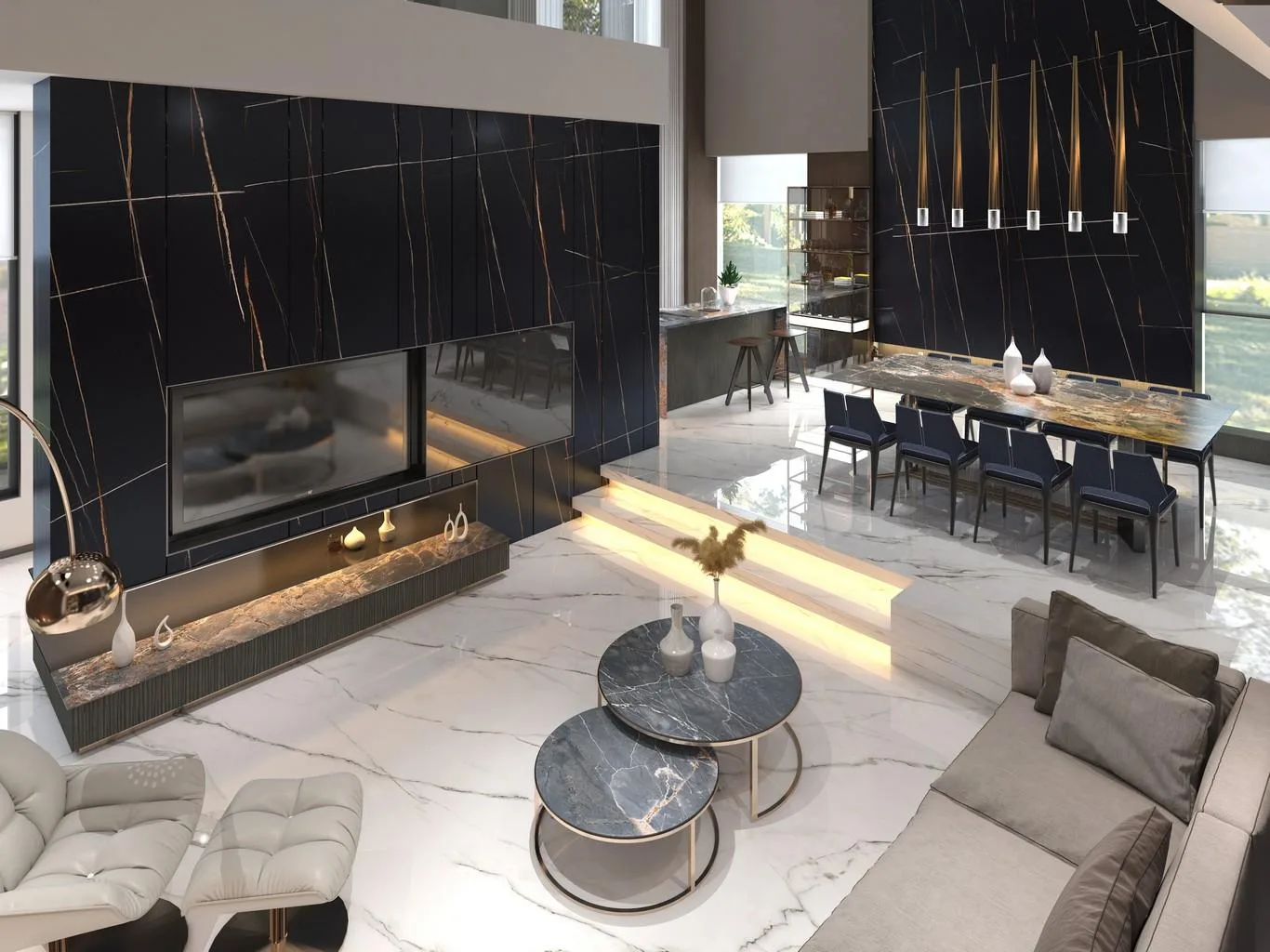 Nero Picasso Marble for Bookmatch Walls | Turkish Black Marble Supplier