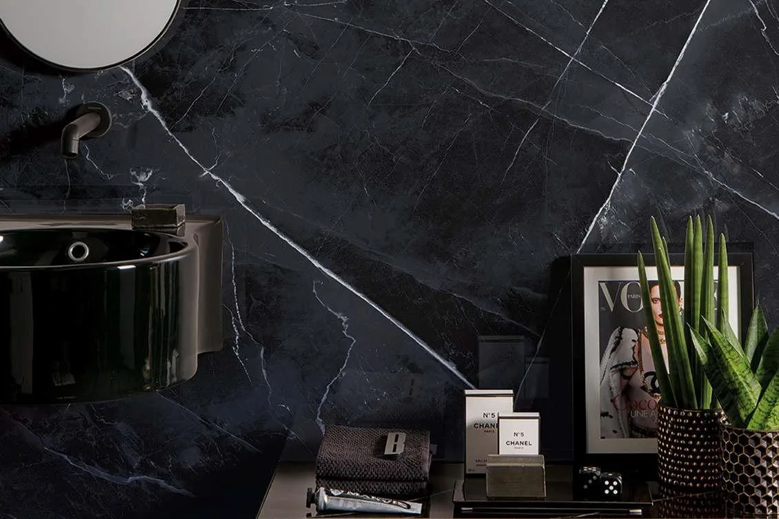 Nero Picasso Marble for Bookmatch Walls | Turkish Black Marble Supplier