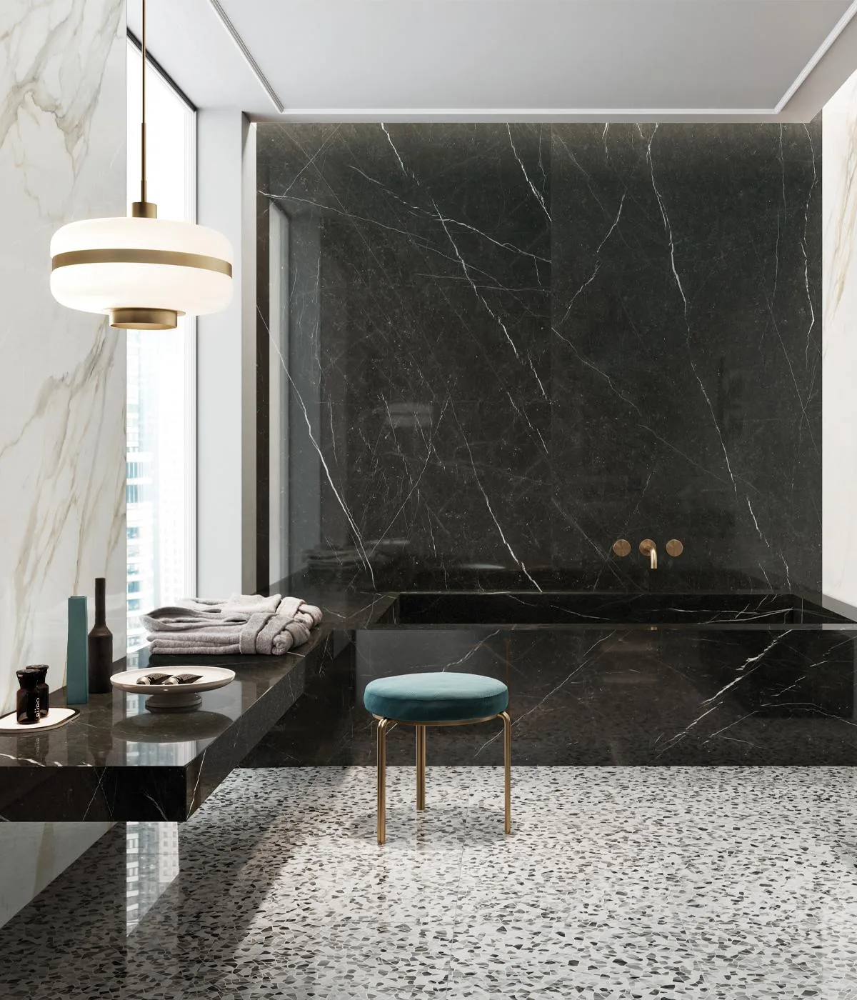 Nero Picasso Marble for Bookmatch Walls | Turkish Black Marble Supplier