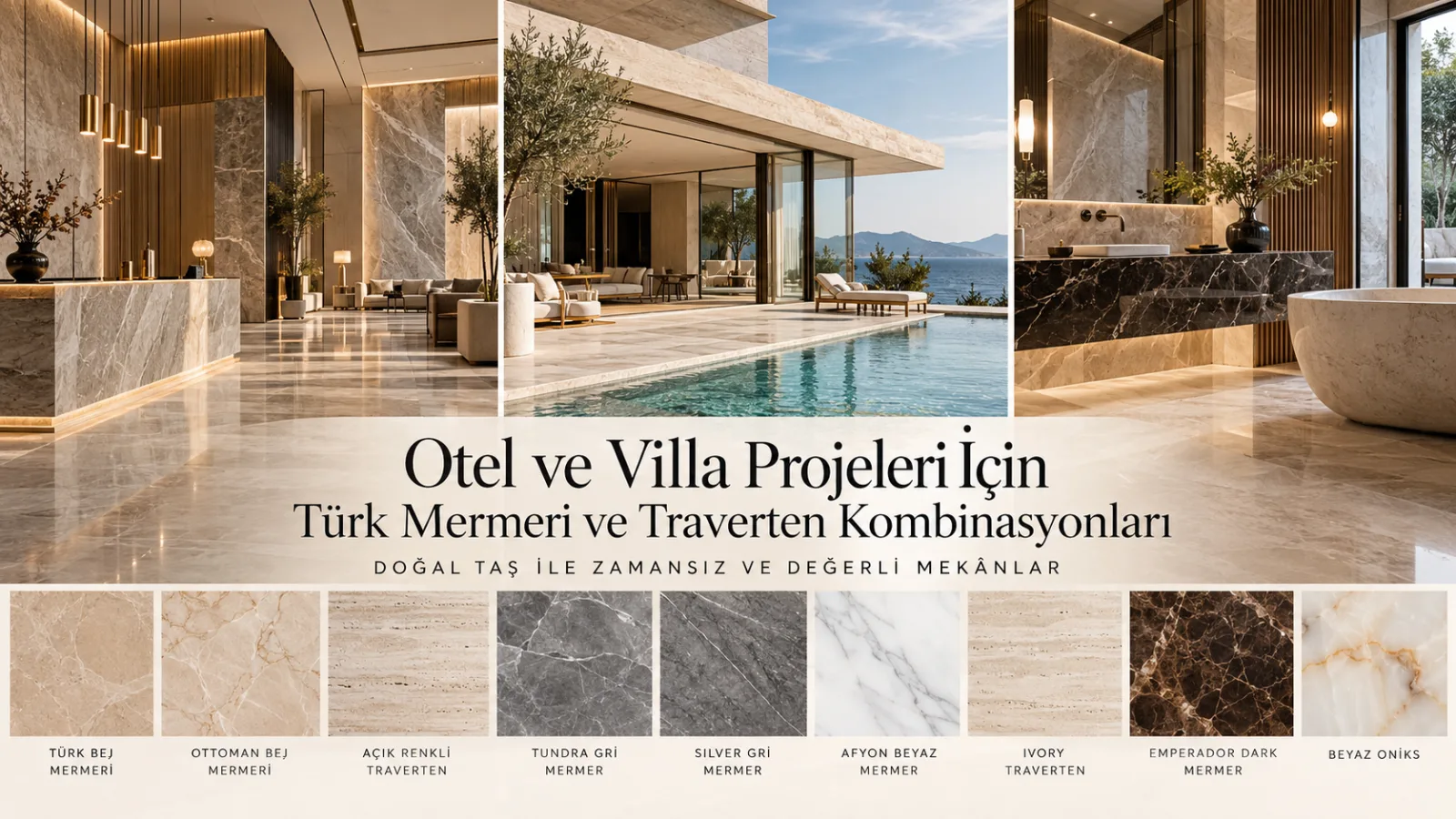Otel ve Villa Projeleri İçin Türk Mermeri ve Traverten Kombinasyonları: Değerlendirmeye Değer 8 Doğal Taş