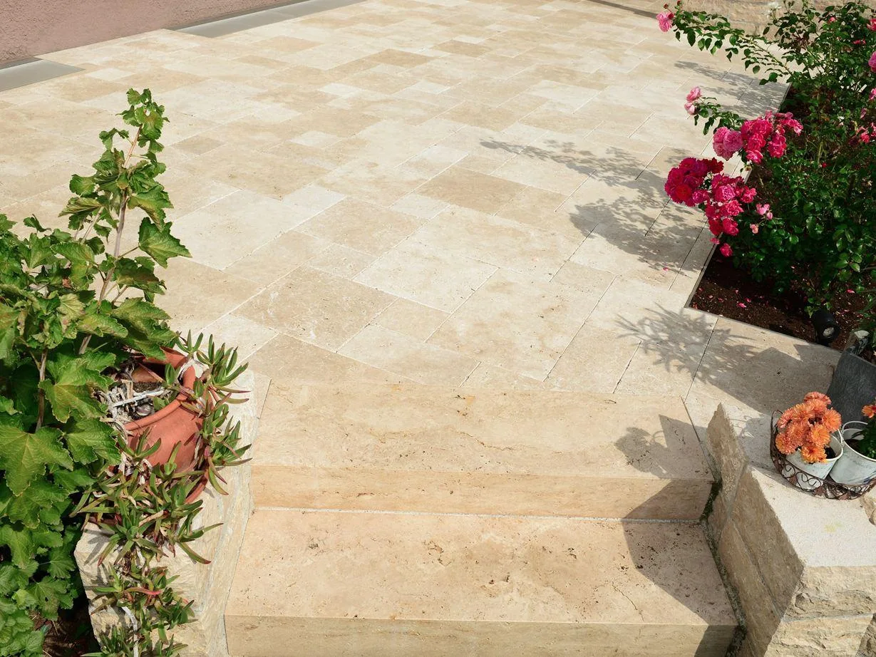 Tumbled Travertine for Rustic Outdoor Floors | Turkish Travertine Supplier